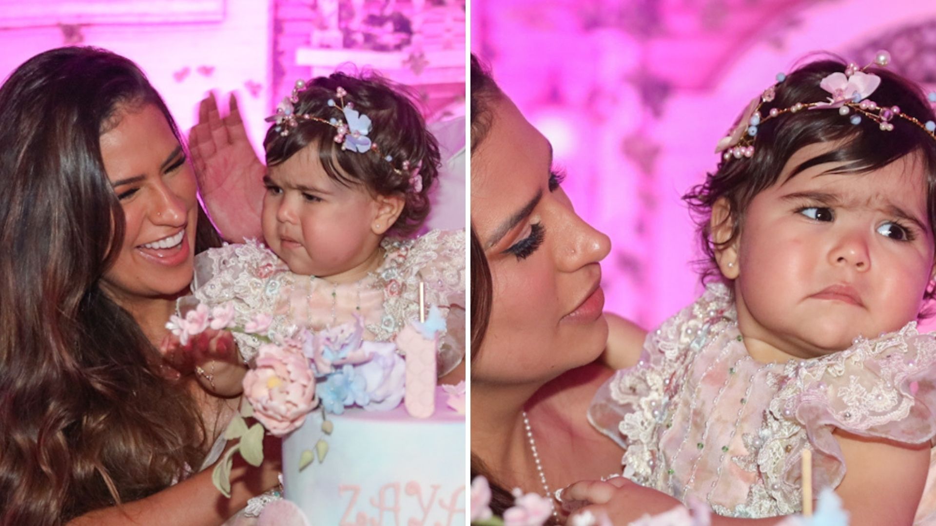 Personalidade forte: filha de Simone ganha festão, mas fecha a cara no ‘parabéns’