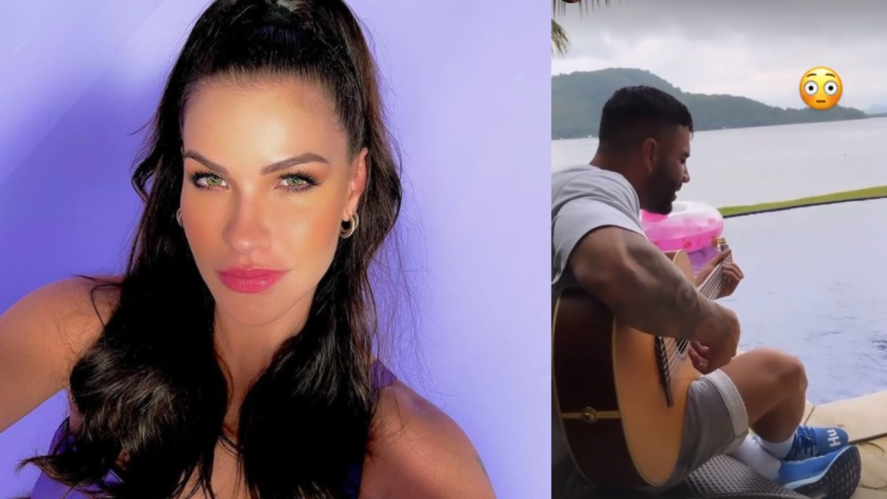 Após rumores que voltou a morar com Gusttavo Lima, Andressa Suita mostra serenata do cantor