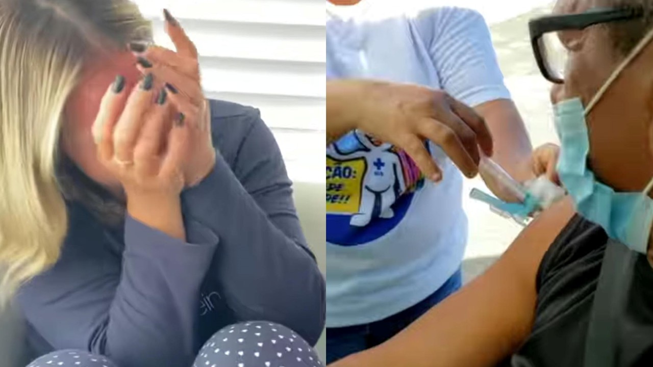 Emocionante! Carla Perez chora muito ao ver pai recebendo a vacina contra Covid-19: “Finalmente”