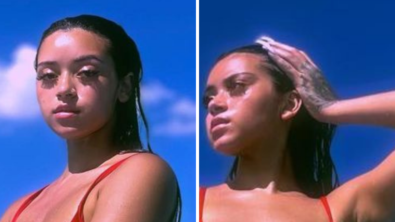 Filha de Carla Perez, Camilly Victoria toma banho de piscina em sua mansão e beleza choca: “Clima quente”
