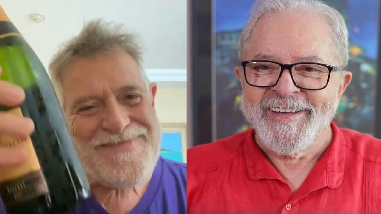 José de Abreu celebra com champanhe a recuperação dos direitos políticos de Lula: ”Dia feliz!”