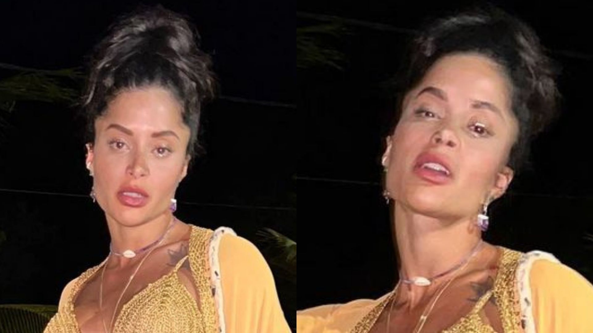 Aline Campos ostenta barriga lisinha em noitada na praia: “Sensacional”