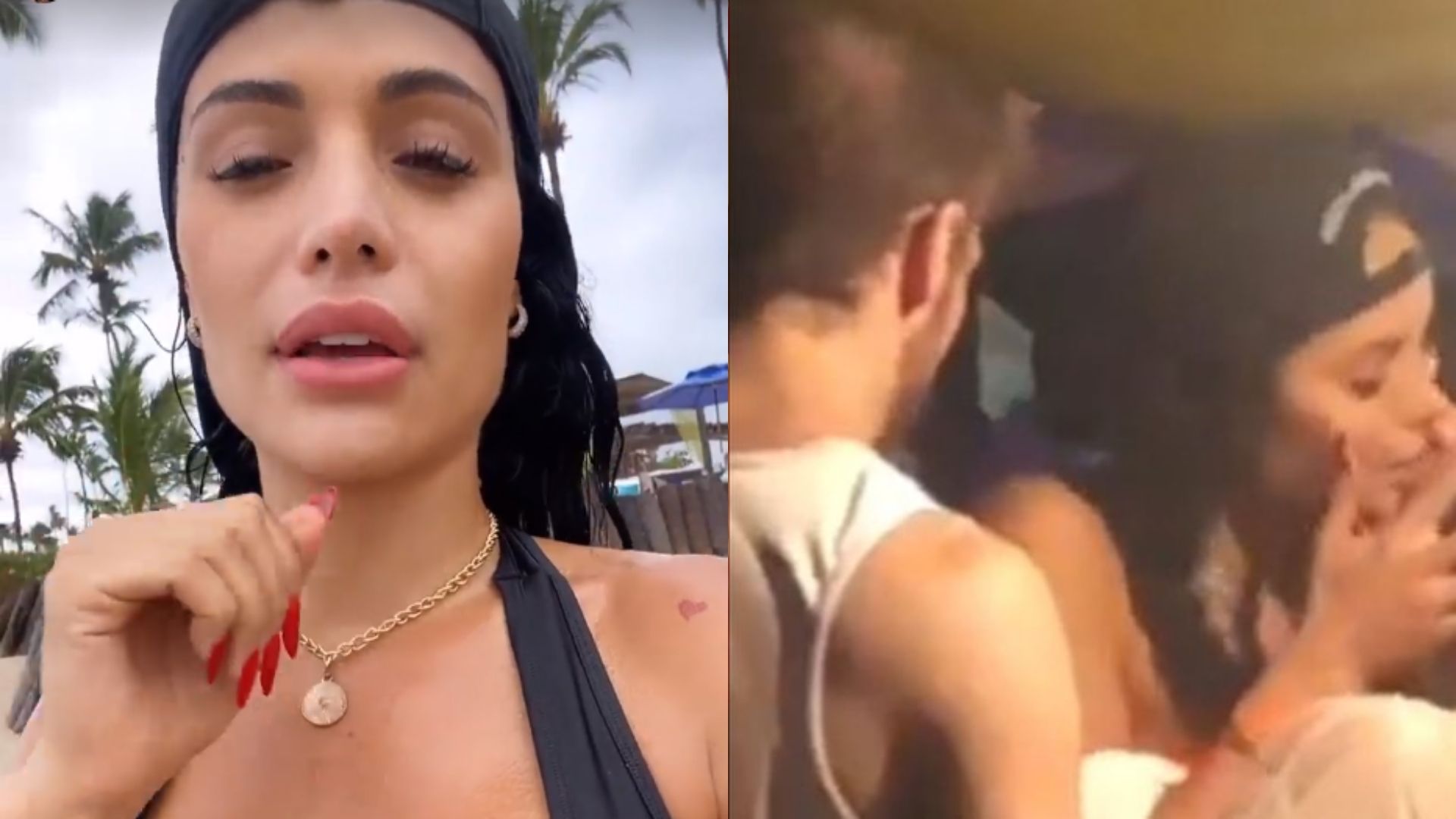 Ex-A Fazenda Aline Mineiro se justifica por beijar morena diante do ex: “Parceiros”