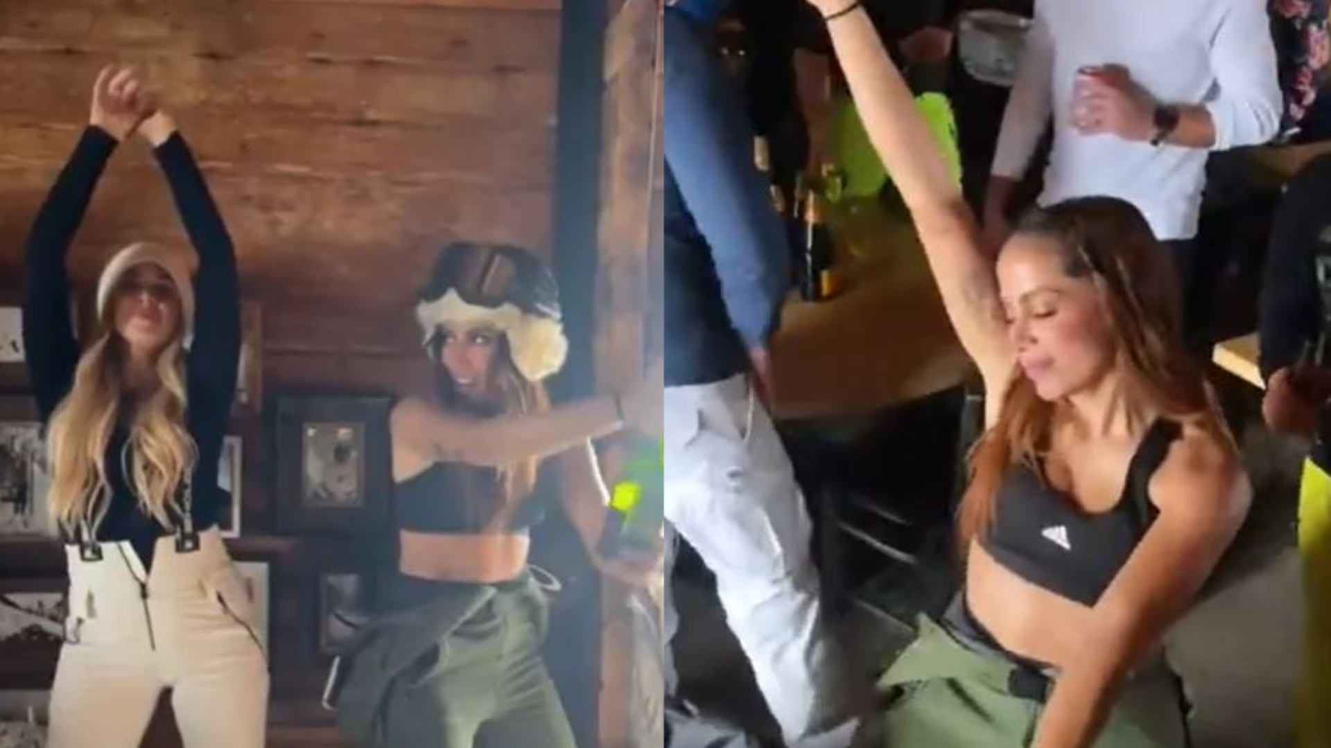 Animada, Anitta rebola muito e dá banho de champanhe nos amigos em bar