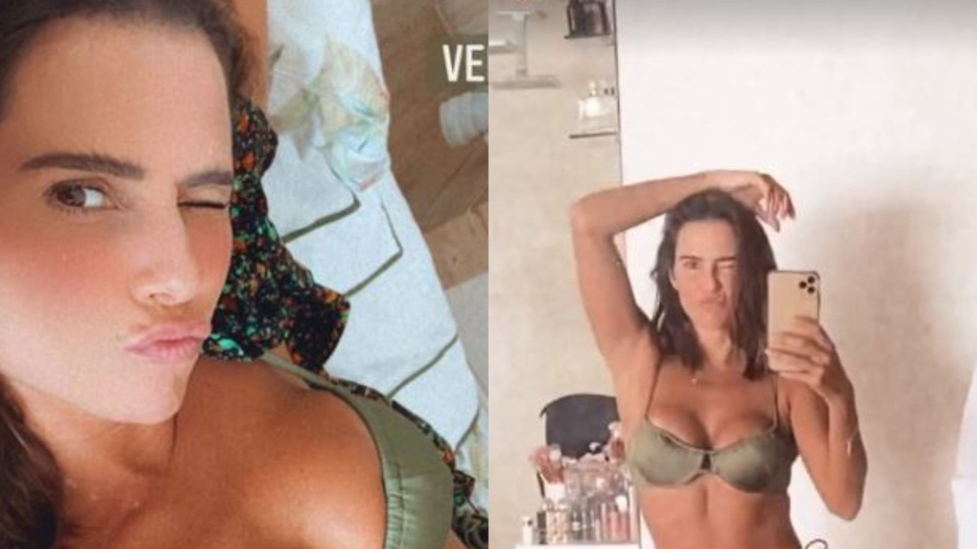 Deborah Secco ostenta curvas acentuadas e barriguinha esculpida de biquíni