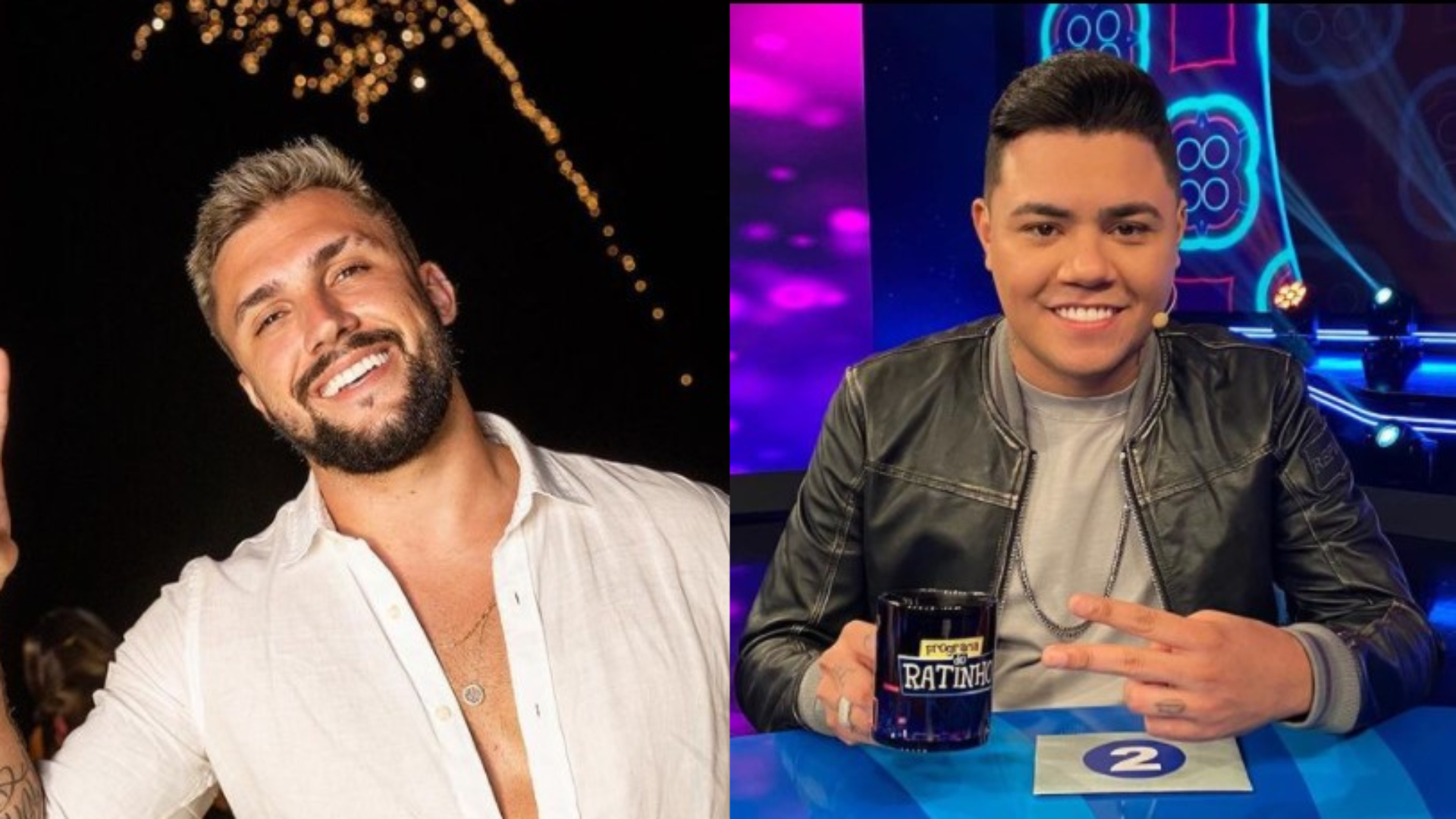 Ex-BBB Arthur Picoli e mãe do filho de Felipe Araújo trocam beijos em evento