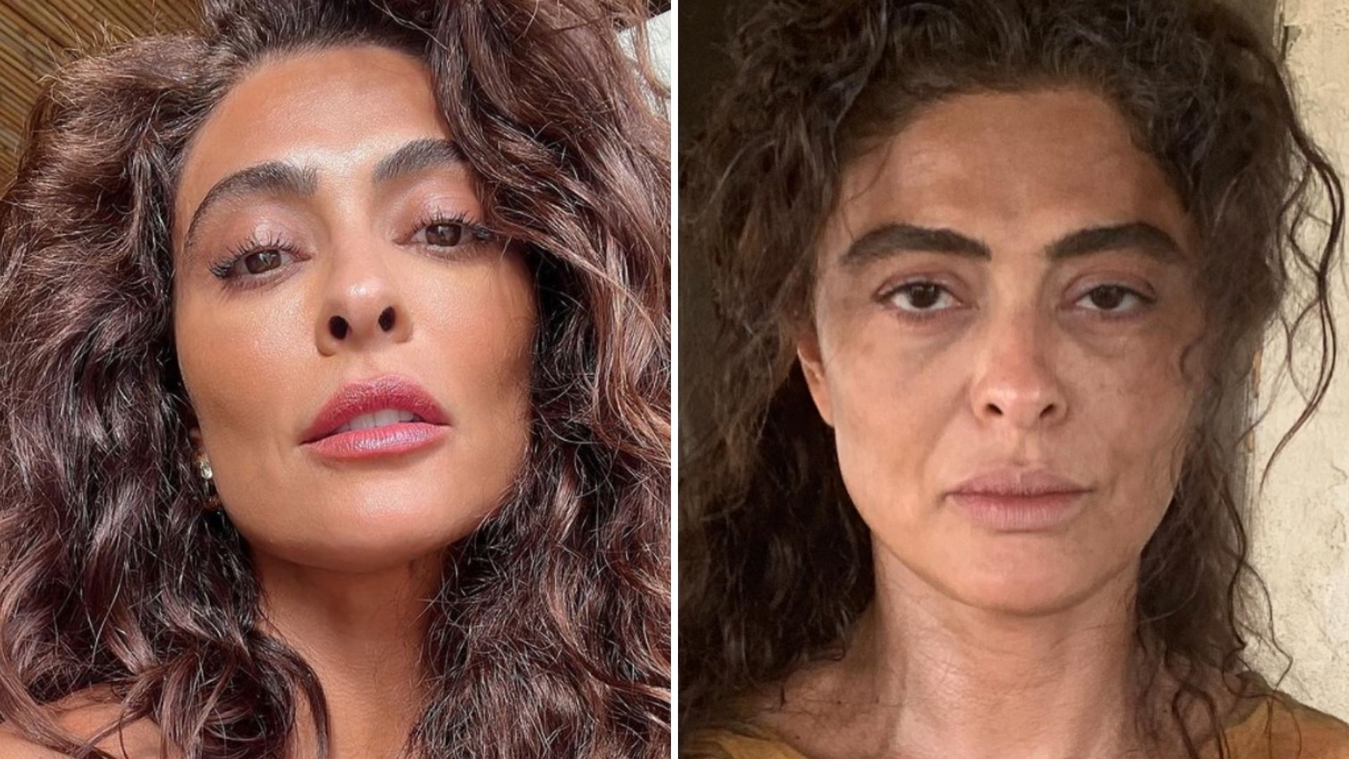 Juliana Paes surge irreconhecível após ser envelhecida nos bastidores de ‘Pantanal’