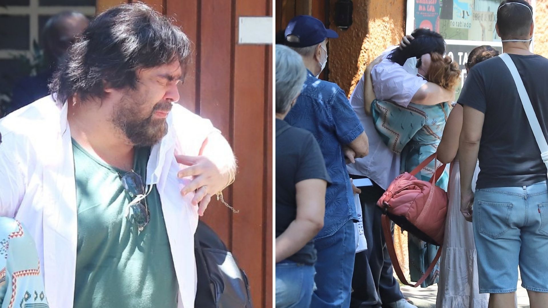 Dor profunda: marido de Françoise Forton é amparado no velório da atriz