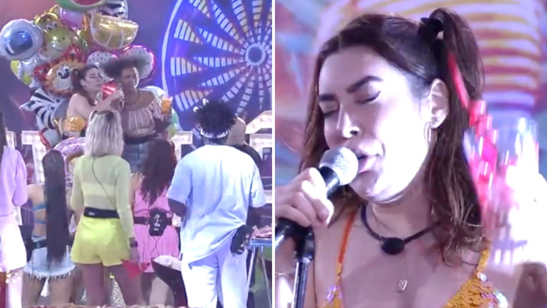 BBB22: A dona do show! Naiara puxa microfone de Jessi e causa em festa