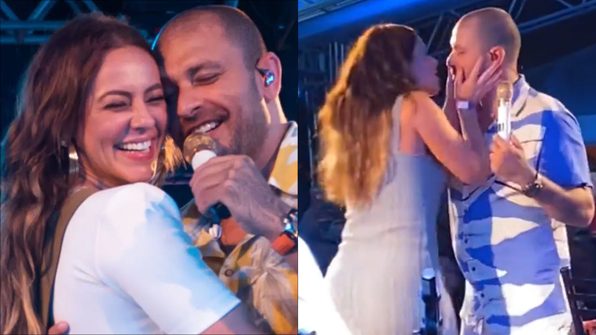 Paolla Oliveira invade palco e Diogo Nogueira arranca um beijão de filme: “Tesão”