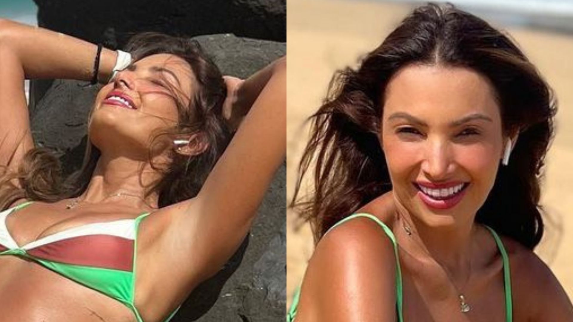 Na praia, Patrícia Poeta exibe barriga negativa de biquíni: “Apaixonante”