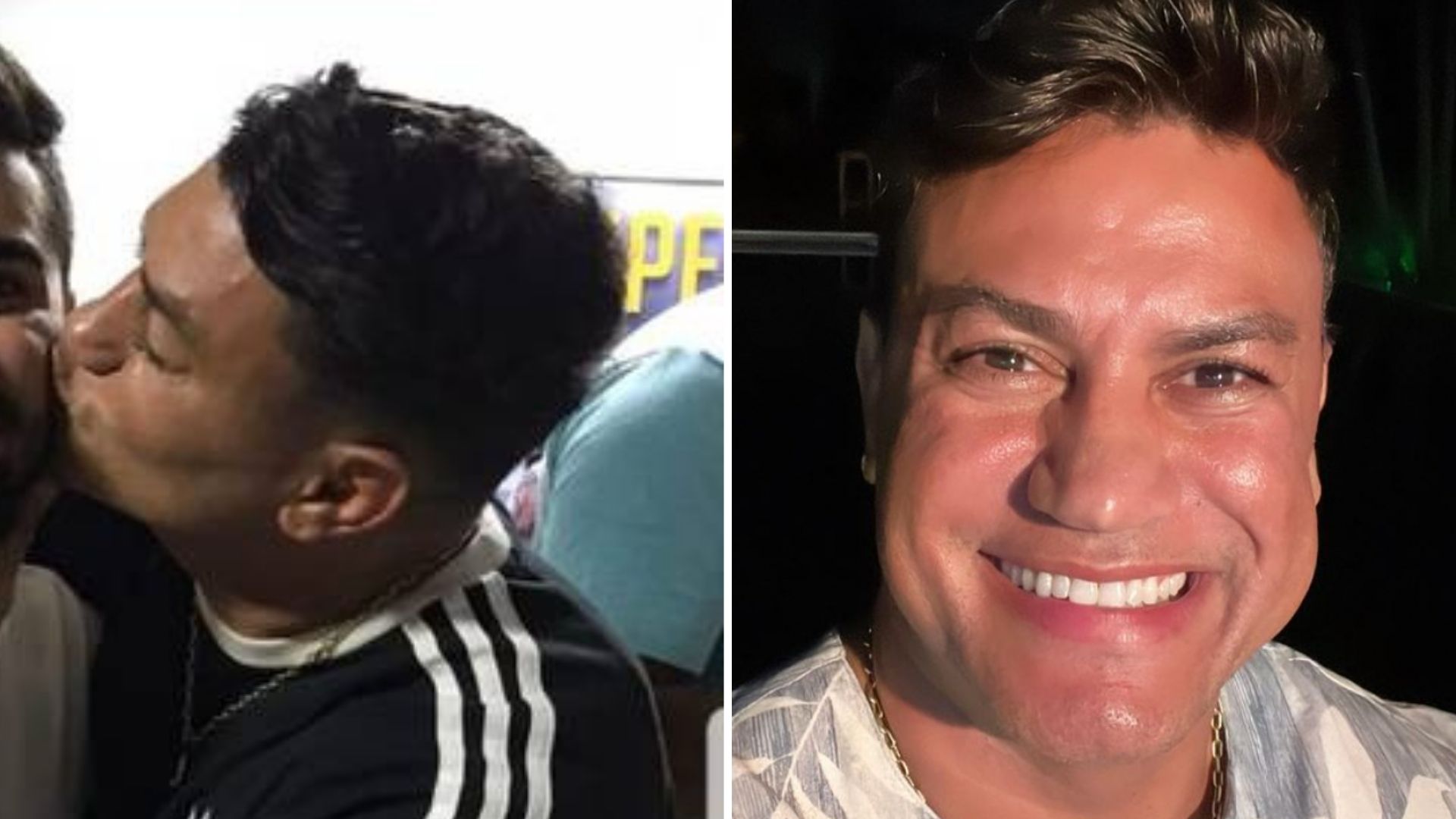 Tudo em paz! Popó surge beijando o namorado do filho em momento fofíssimo