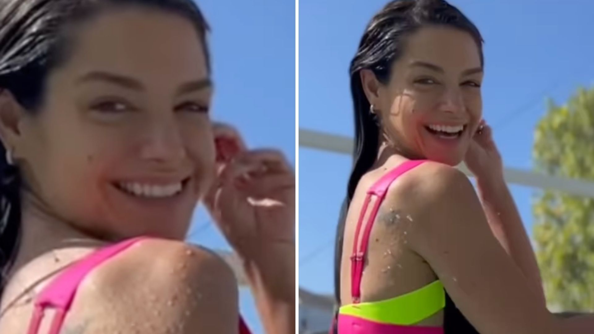 Thais Fersoza sensualiza ao sair da piscina com maiô cavado: “Que corpo”