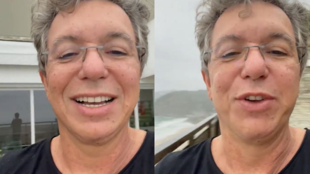Boninho se espanta com mudança de clima e mostra vista privilegiada de sua mansão na praia: “Frio chegou!”
