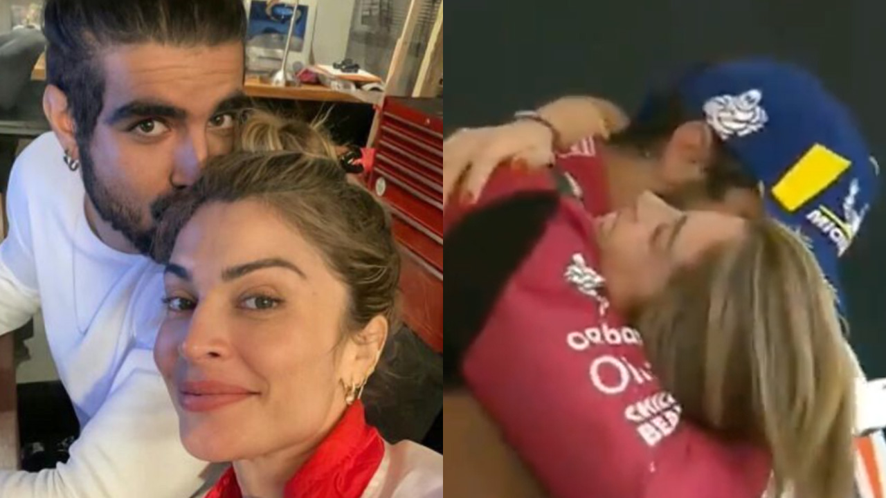 Caio Castro se dá bem em corrida e recebe troféu de Grazi Massafera, com direito a beijo; assista