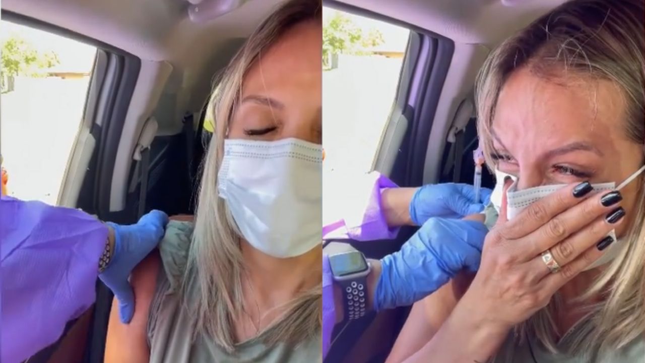 Emocionadíssima, Carla Perez cai no choro ao ser vacinada contra Covid-19: “Choro de alívio e gratidão”