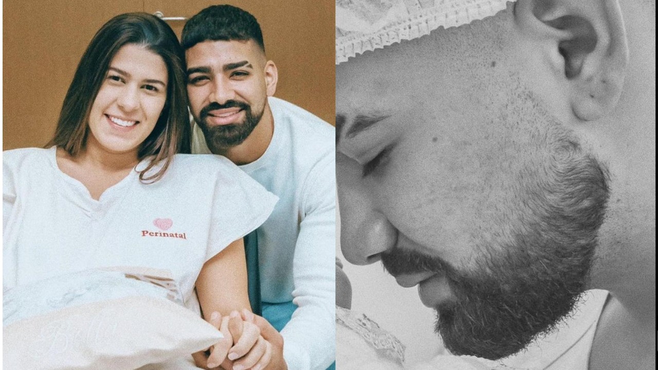 Dilsinho divide primeiro momento entre pai e filha após o nascimento de Bella: “Minha vida mudou para sempre”
