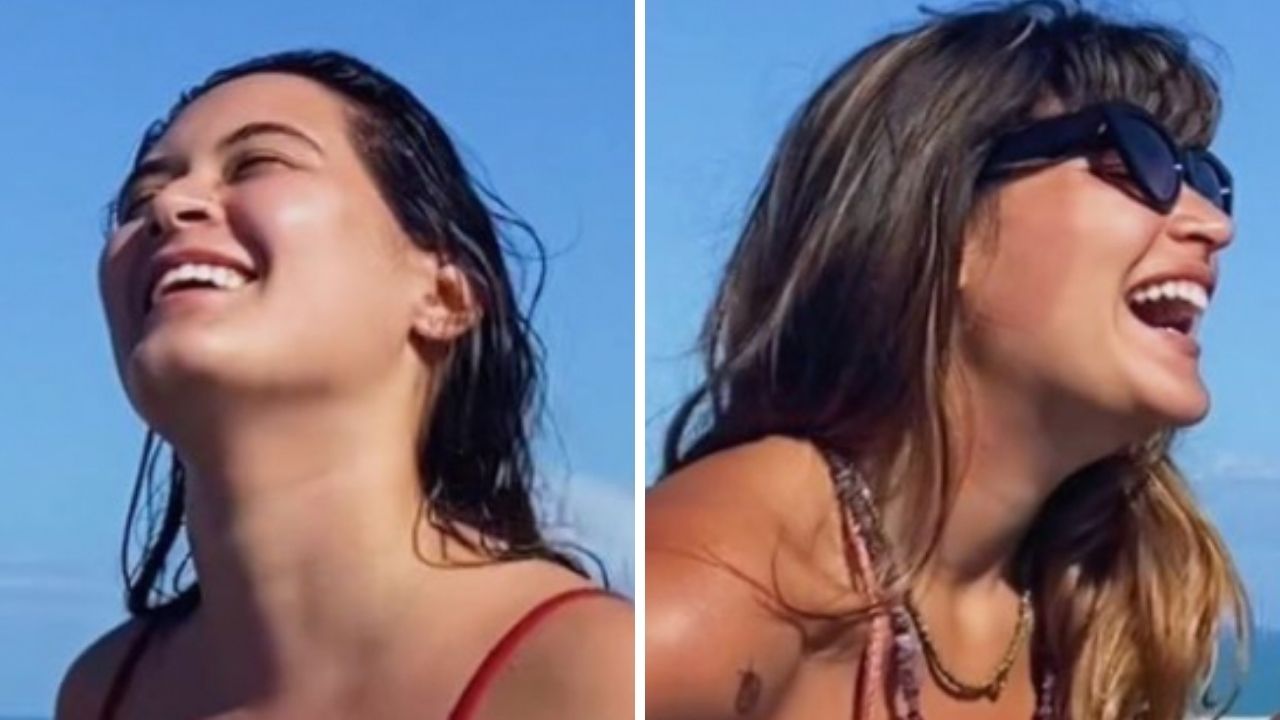 Filhas de Flávia Alessandra e Fátima Bernardes posam de biquíni em piscina de hotel de luxo: “Duas princesas”