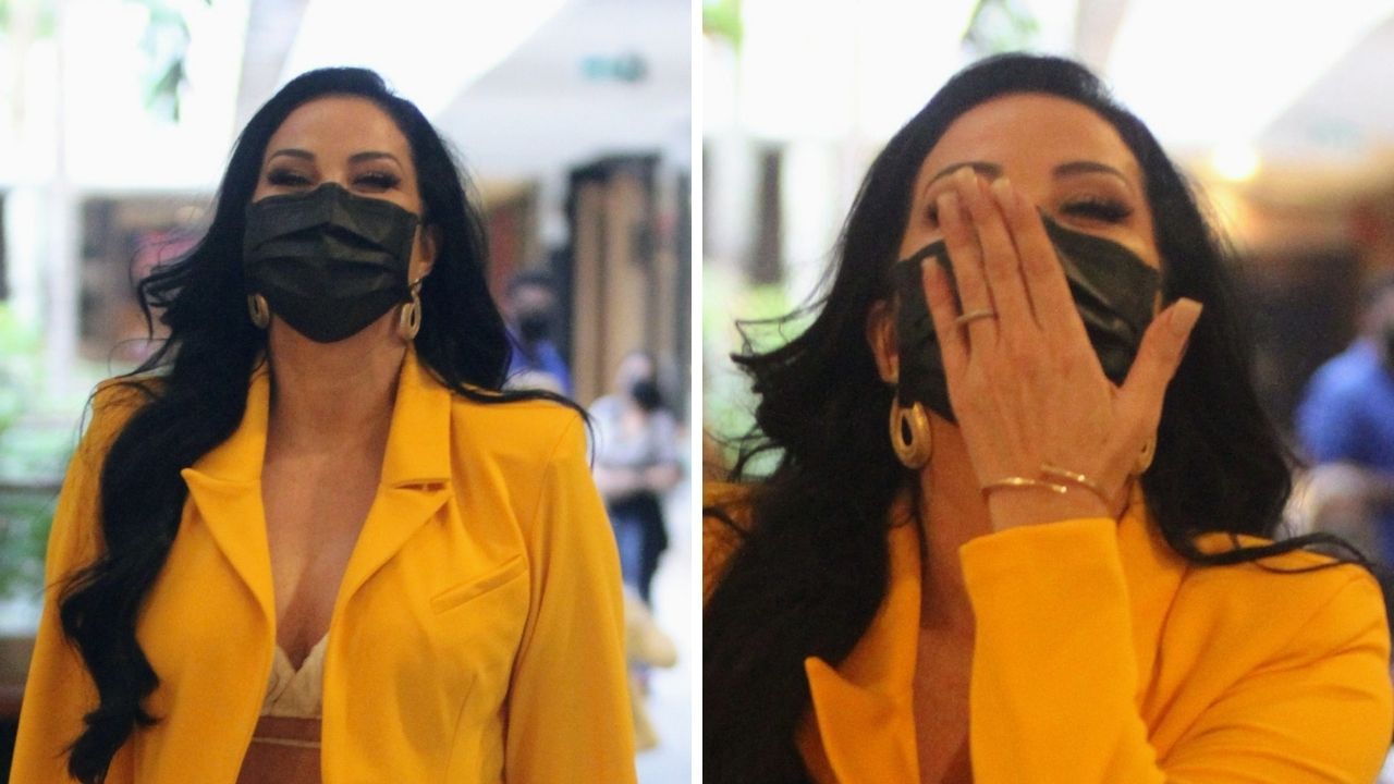 Com look ousado, Helen Ganzarolli é flagrada em shopping, dá show de simpatia e beleza impressiona