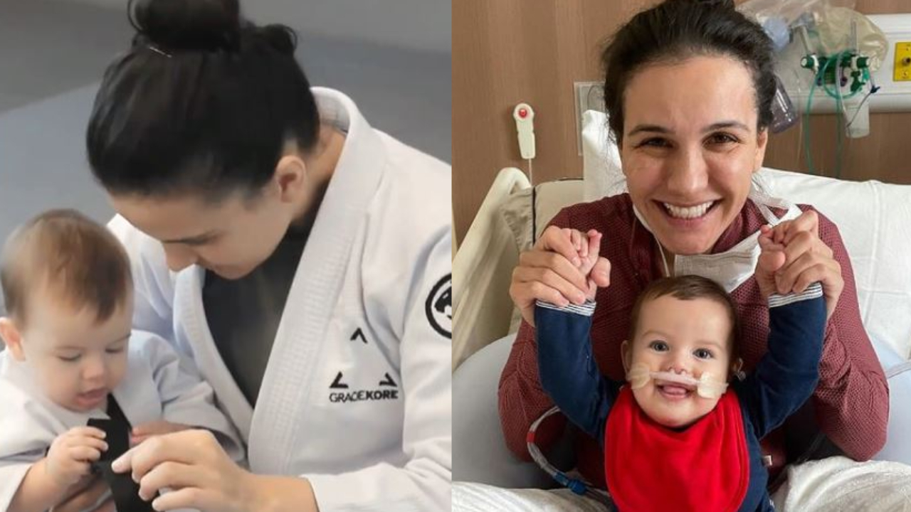 Kyra Gracie ganha companhia do filho durante treino e celebra vitória do bebê após dias na UTI: “Benção”