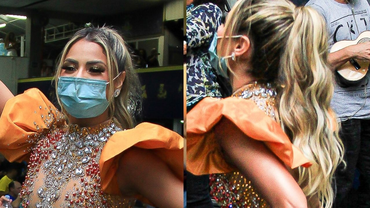 Poderosa, Lexa causa em escola de samba, usa vestidinho com 4 mil cristais e se joga no rebolado