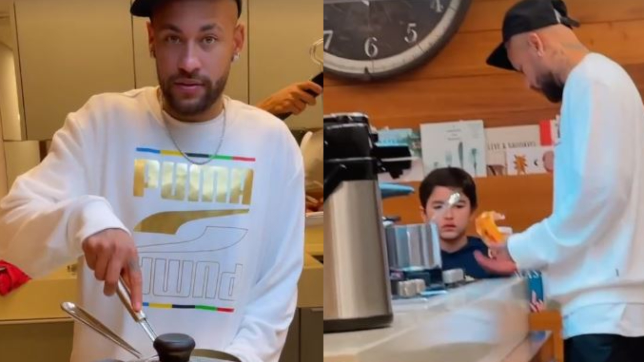 Neymar Jr. mostra habilidade na cozinha e ‘mima’ o sobrinho ao preparar miojo especial: “Tio Ney é muito bom”