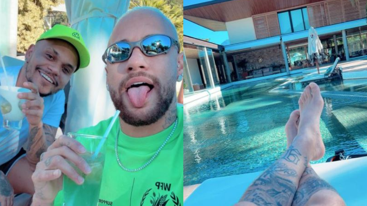 Após festinhas, Neymar Jr. coloca as pernas para o ar e curte sua mansão avaliada em R$ 28 milhões