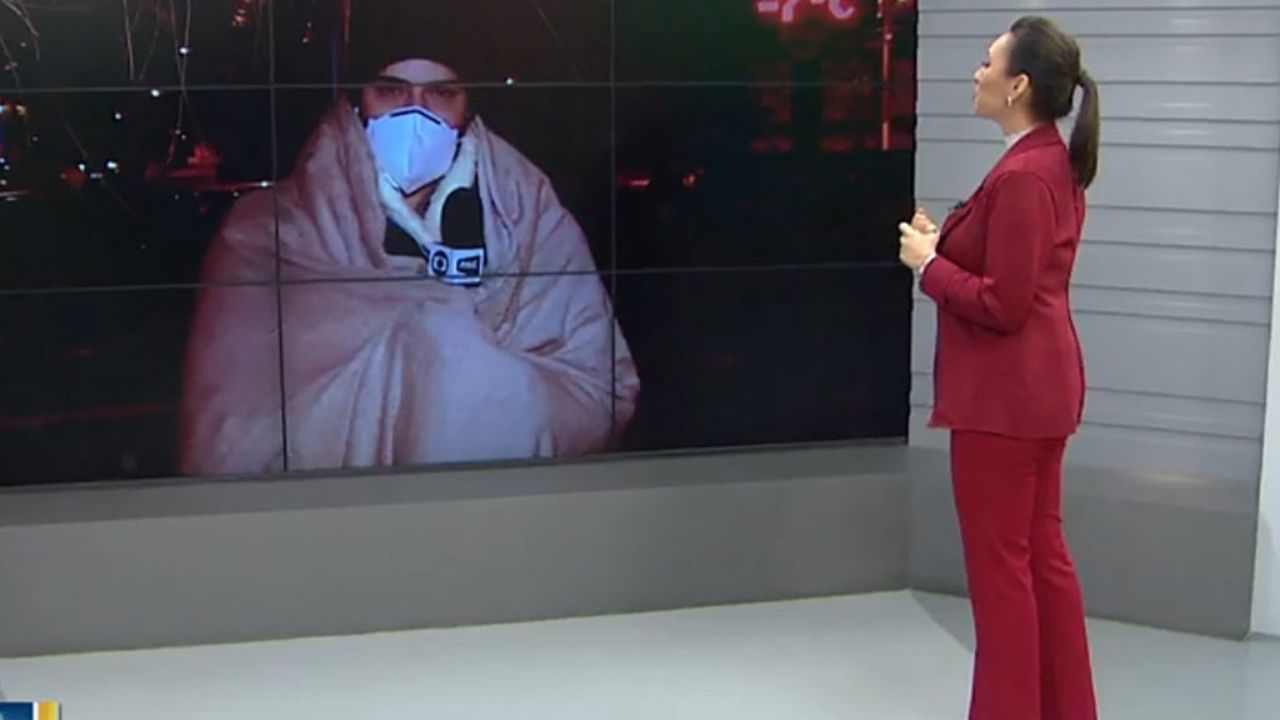 Repórter da Globo usa cobertor durante entrada ao vivo ao enfrentar -7ºC: “A gente não dá conta”