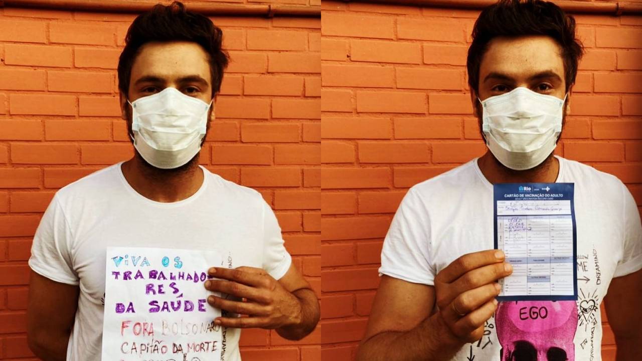 Sergio Guizé pede por prisão de Jair Bolsonaro ao ser vacinado contra a Covid-19: “Capitão da morte”