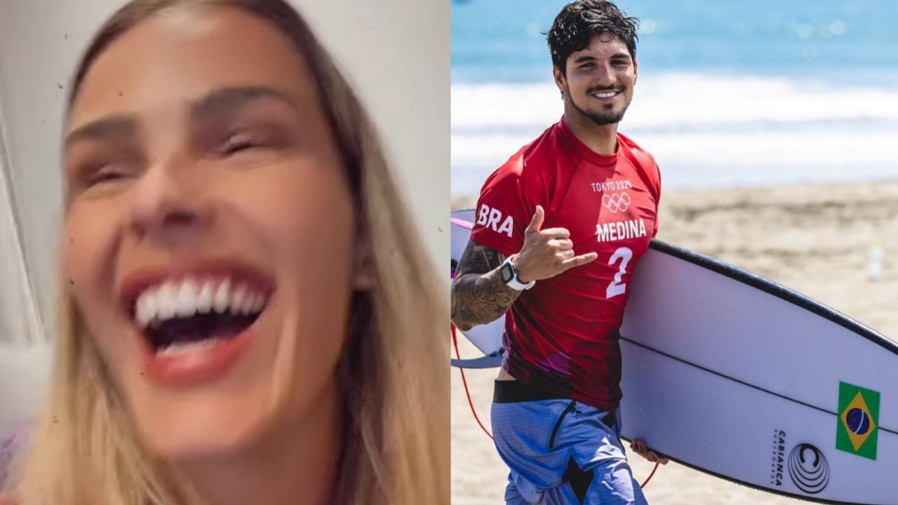 À distância, Yasmin Brunet não contém emoção após Gabriel Medina avançar nos jogos de Tóquio: “Vai trazer esse ouro”