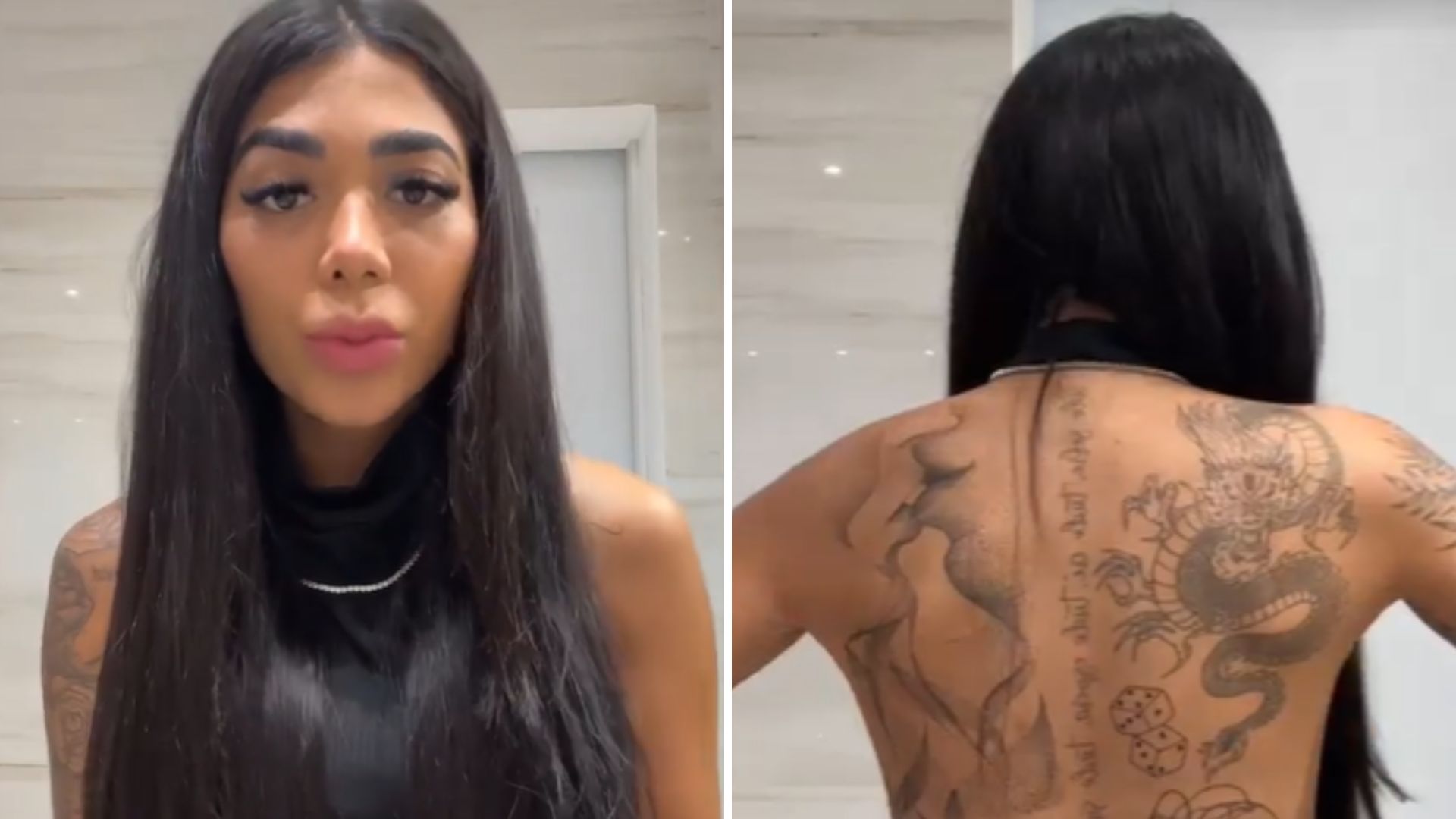 Que coragem! Irmã de Gabigol fecha as costas com tatuagens até o quadril: “Tá doendo”