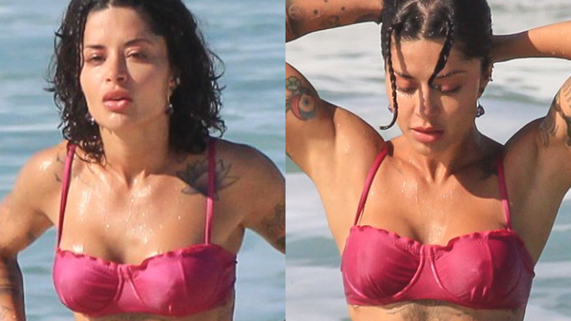 Aline Campos é flagrada desfilando corpo sarado de biquíni mínimo no Rio