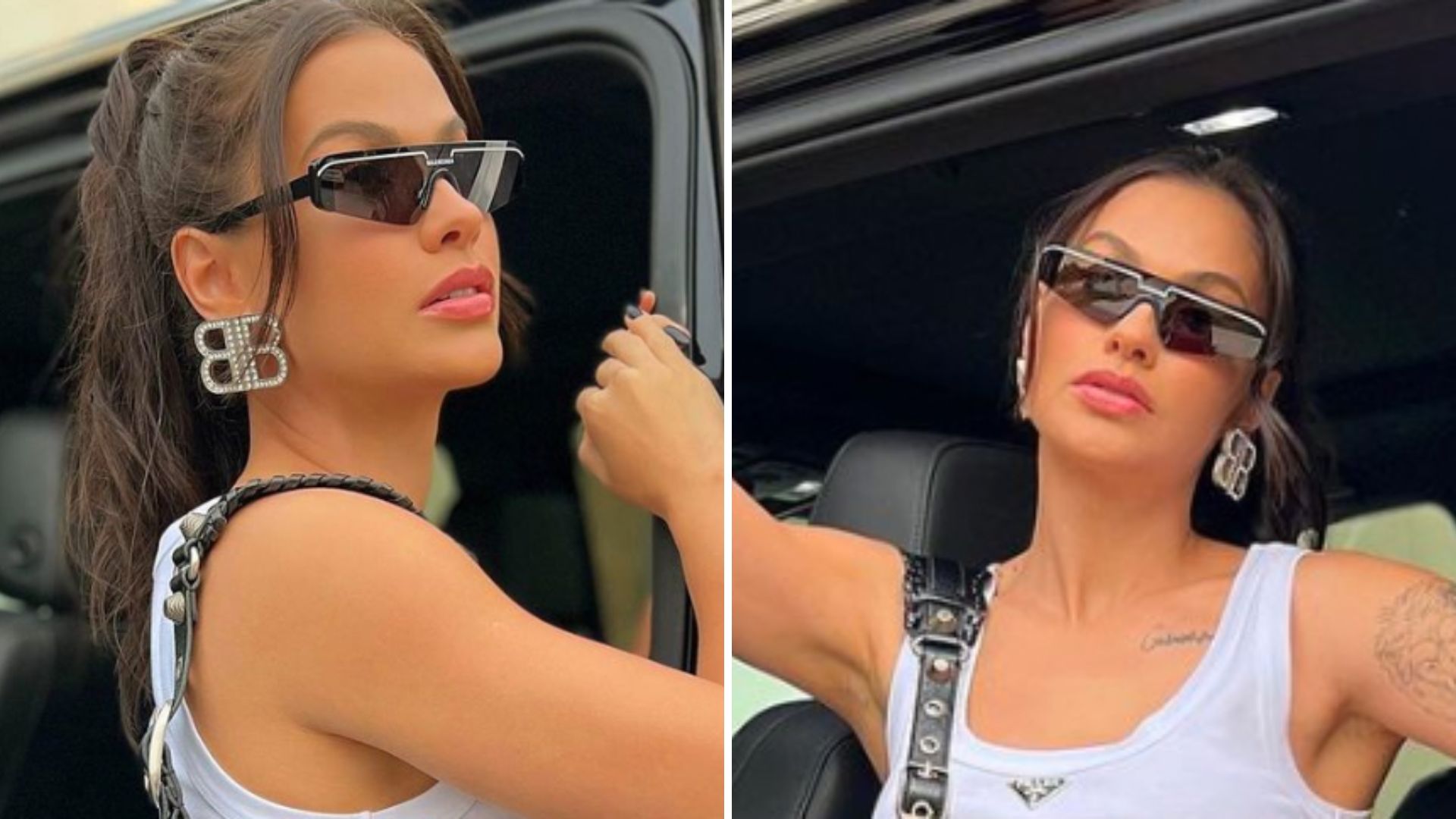 Esposa de Gusttavo Lima desce de carro blindado com shortinho e regate sem sutiã: “Perfeita”