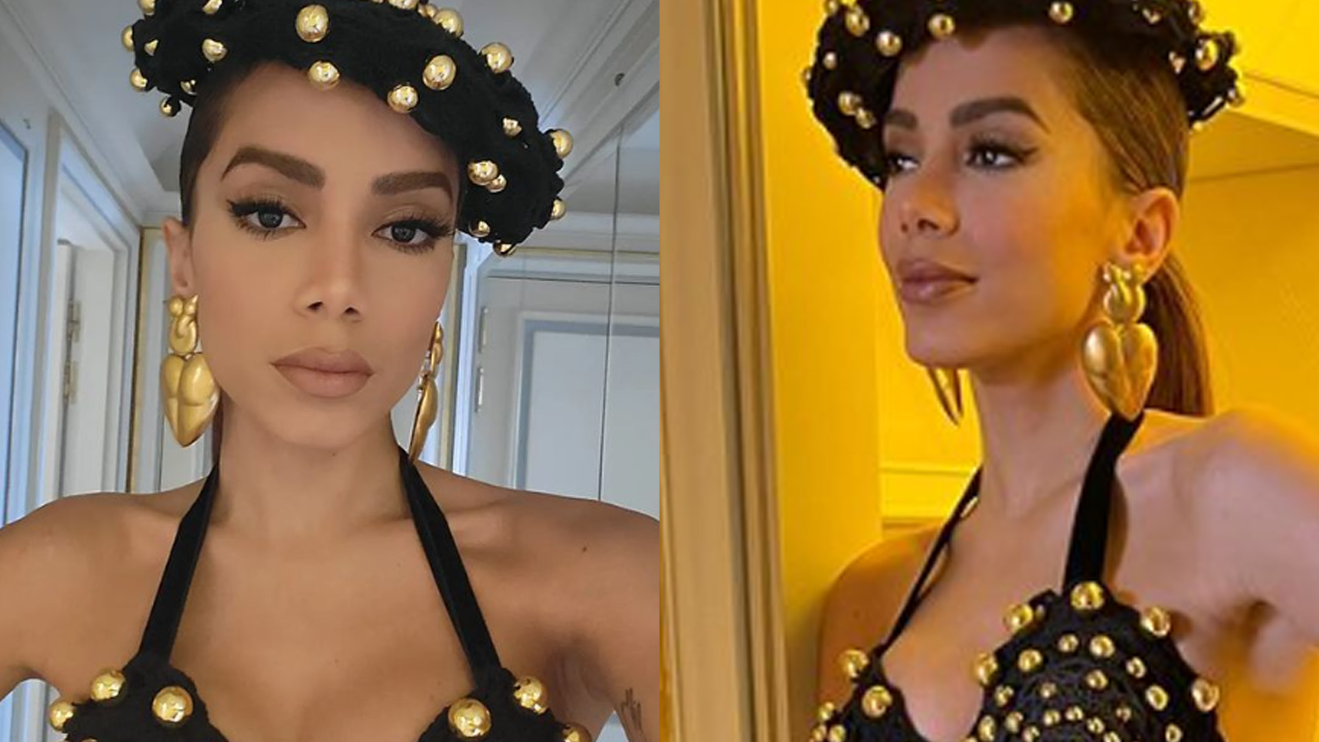 Anitta rouba a cena em desfile de grife com sutiã pontudo de crochê