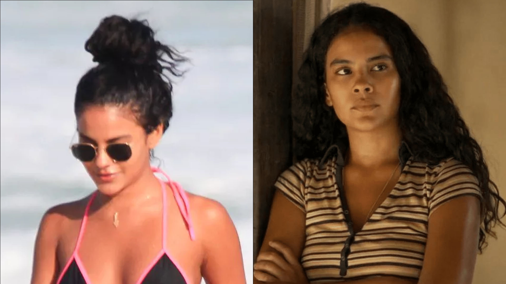 Muda de ‘Pantanal’, Bella Campos elege biquíni cravado no bumbum em praia do Rio