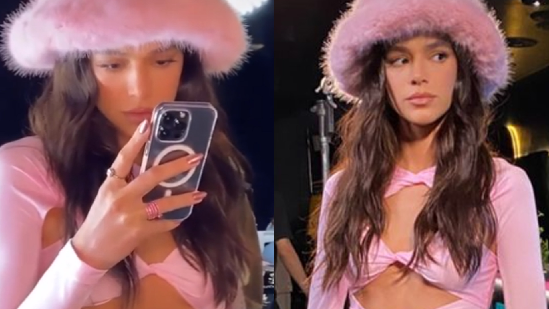 Bruna Marquezine marca corpo em formato de violão com vestido curtinho