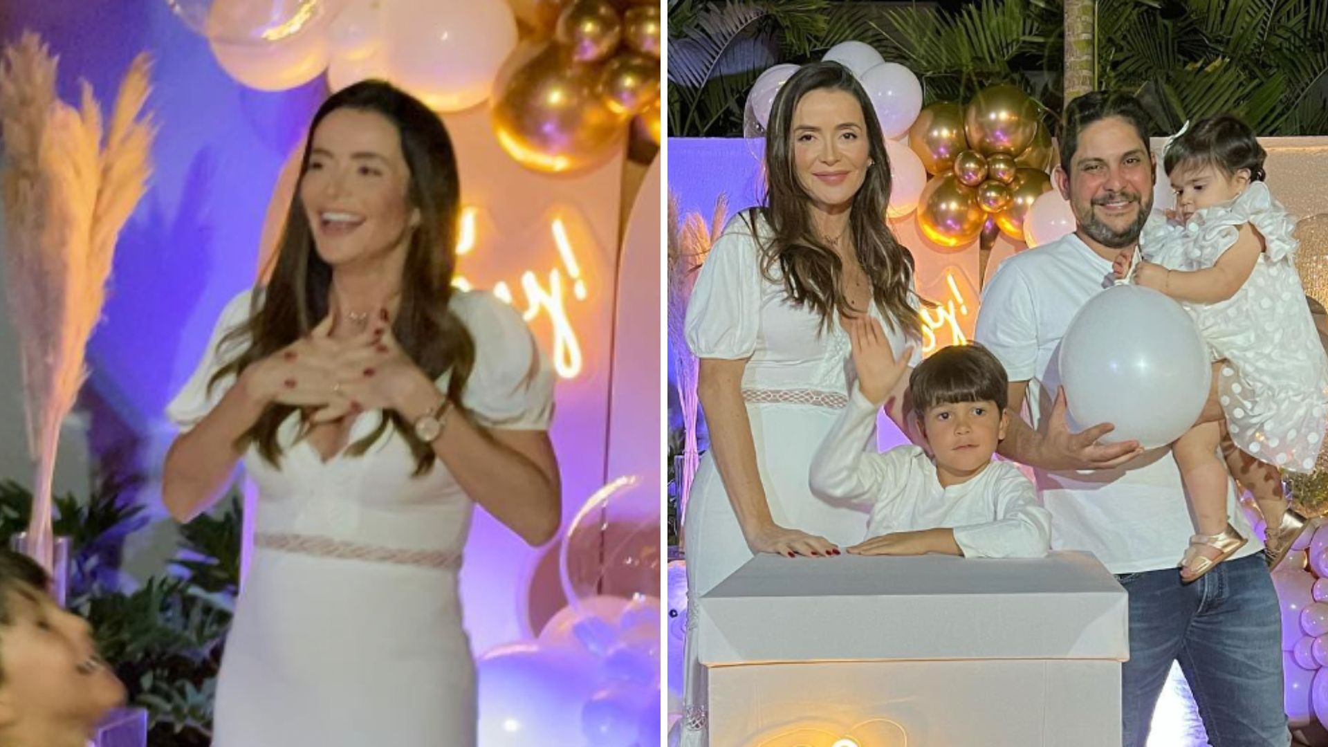 Esposa do sertanejo Jorge mostra chá revelação e comemora sexo do bebê: “Papai acertou”