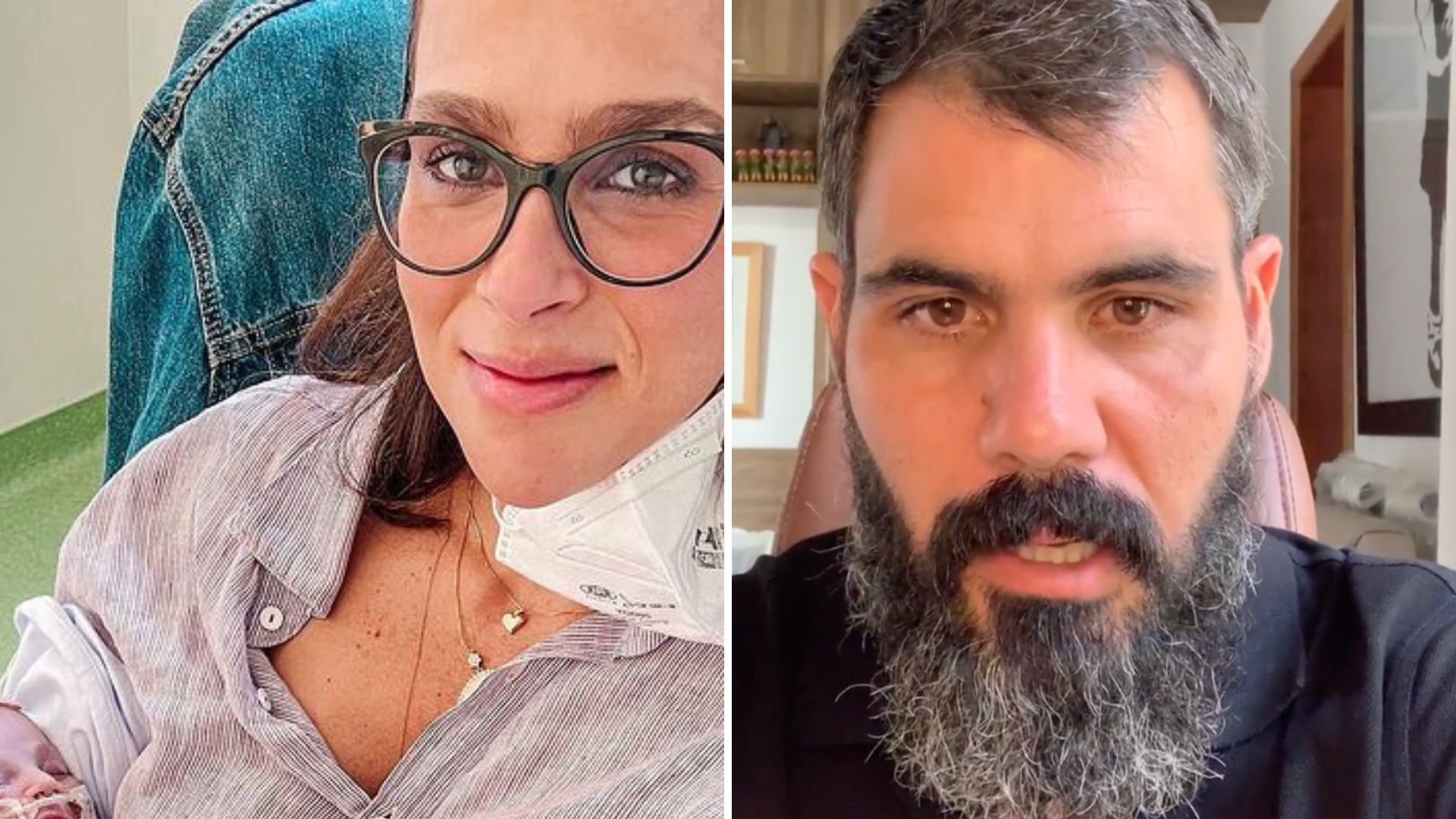 Esposa de Juliano Cazarré revela susto ao ver a filha bebê na UTI:  “Inchada, sedada, lutando”