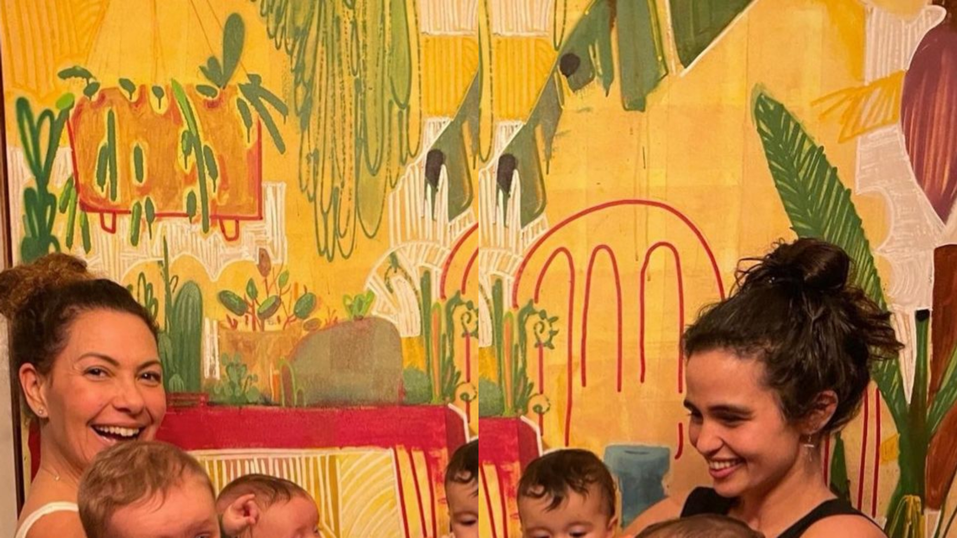 Gêmeos de Fabiula Nascimento se divertem com filhas de Nanda Costa: “Um sonho”
