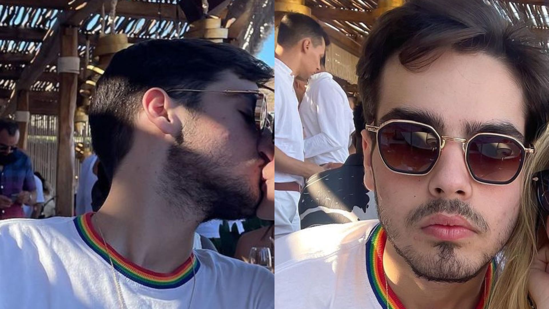 Filho do Faustão troca beijão quente com namorada 16 anos mais velha: “Viva o amor”