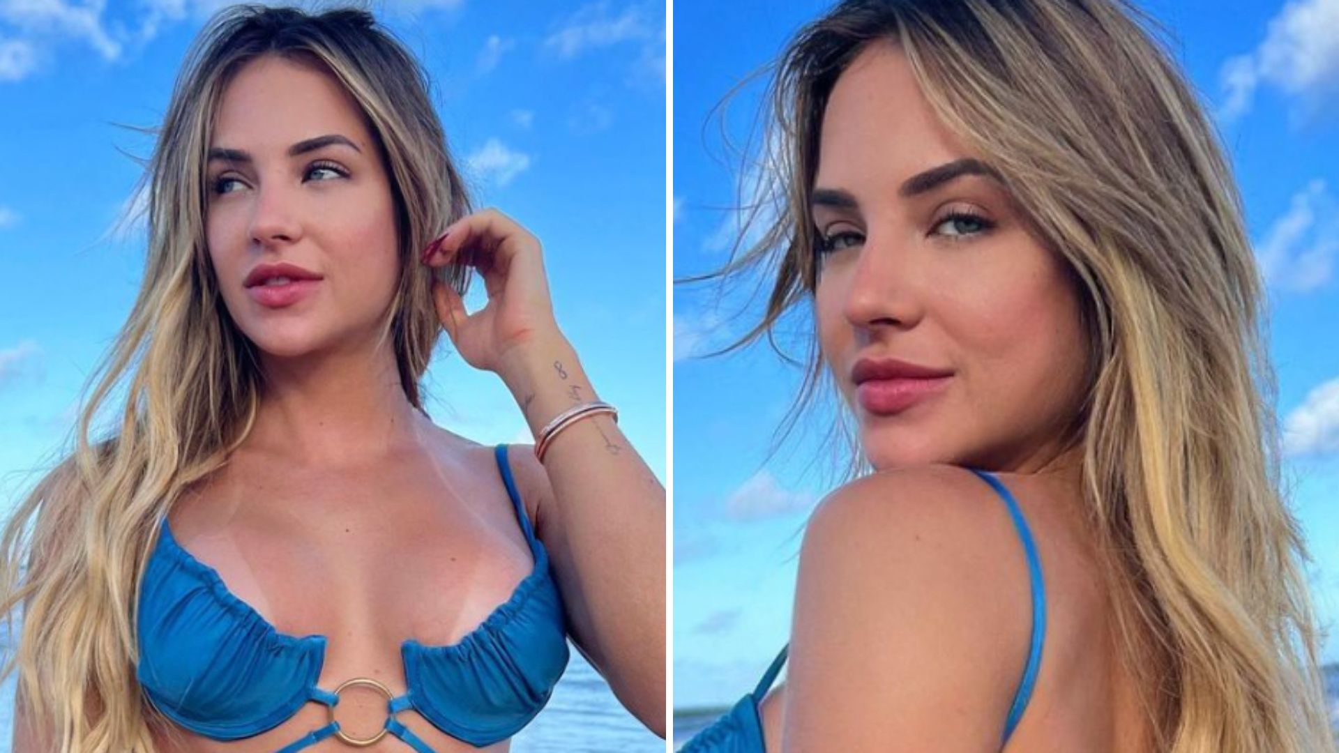 Ousada, Gabi Martins vai à praia com maiô enfiado e decote meia-taça: “Obra de arte”