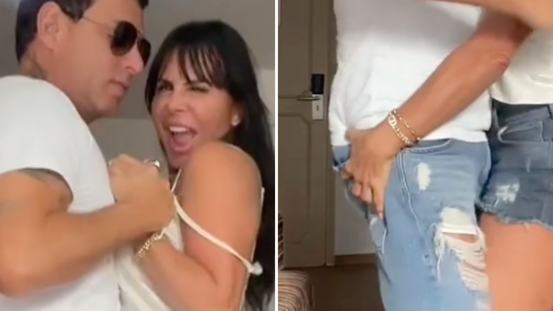 Gretchen dança coladinha com o marido, se empolga e dá apalpada indiscreta: “Casal top”