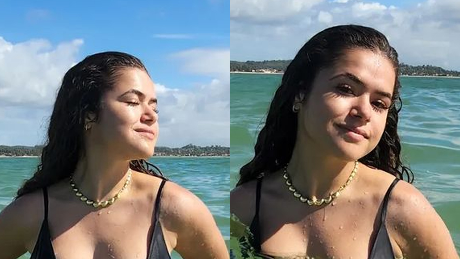 Maisa Silva se refresca com maiô super decotado e causa: “Sereia”