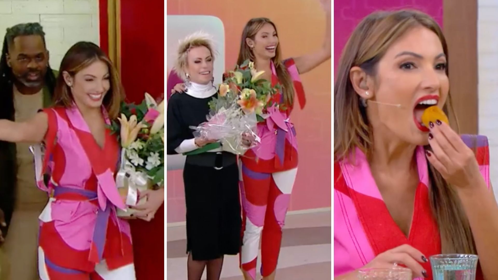 Colou? Patrícia Poeta come coxinha, elogia Ana Maria e leva presentes em “operação abafa”