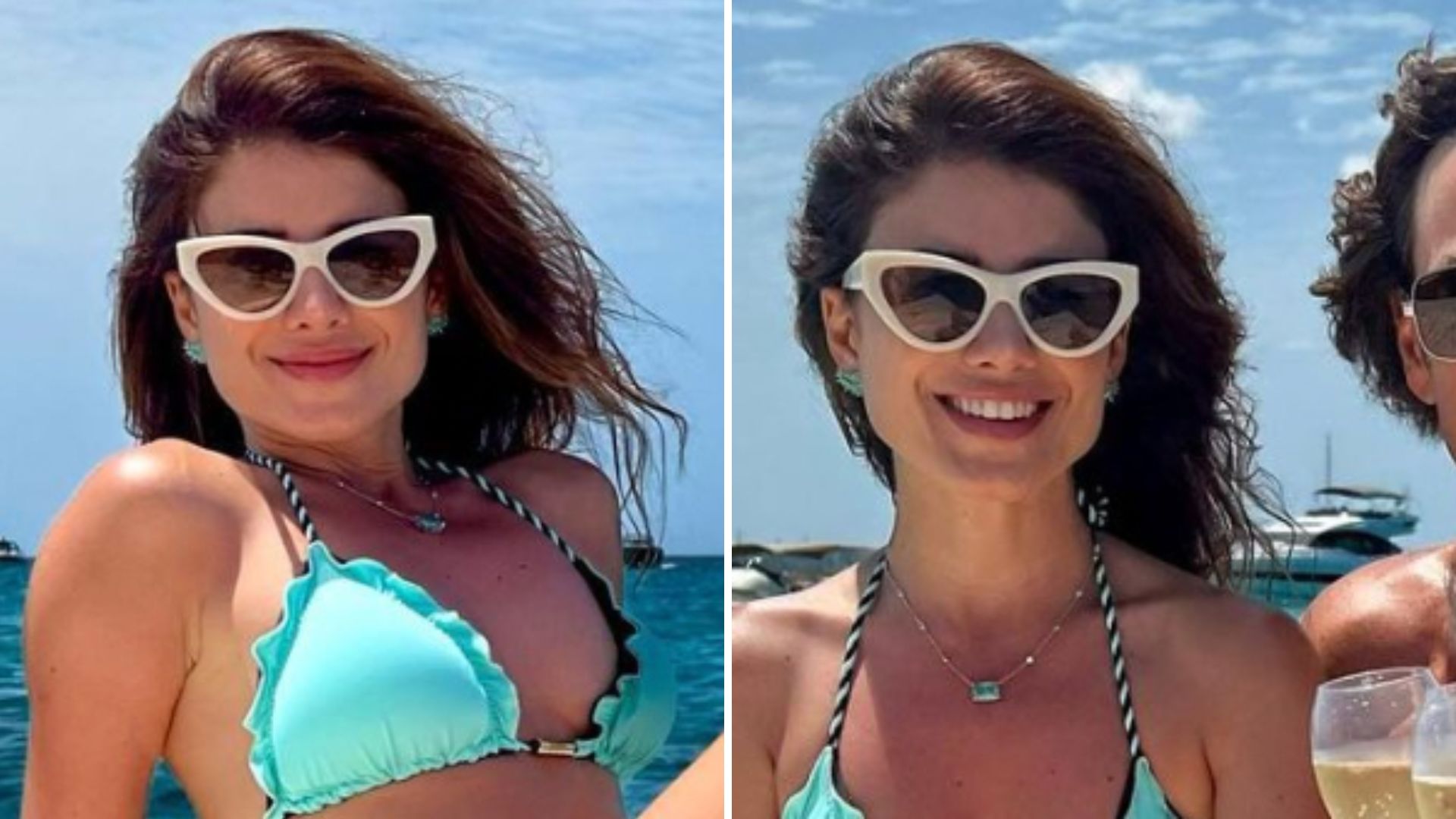 Paula Fernandes posa de biquíni fio-dental em cliques raros com o namorado: “Sortudo”