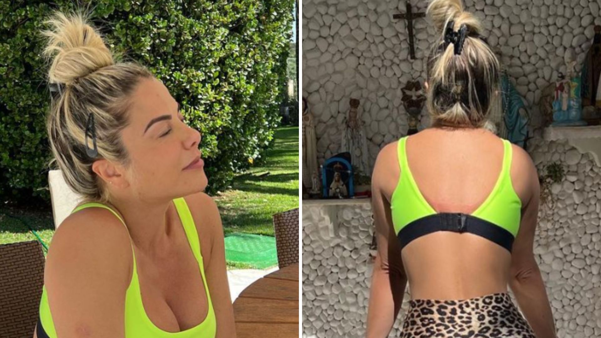 Esposa de Leonardo posa de costas usando legging coladinha: “Que bumbum é esse?”