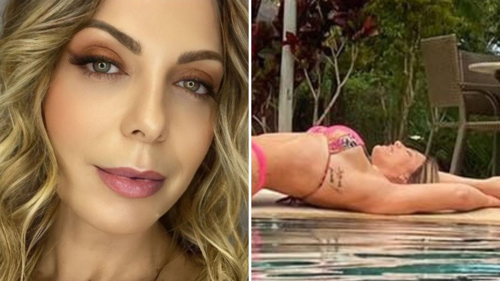 Sheila Mello deita na beira da piscina e ostenta corpão sequinho de fio-dental: “Diva”