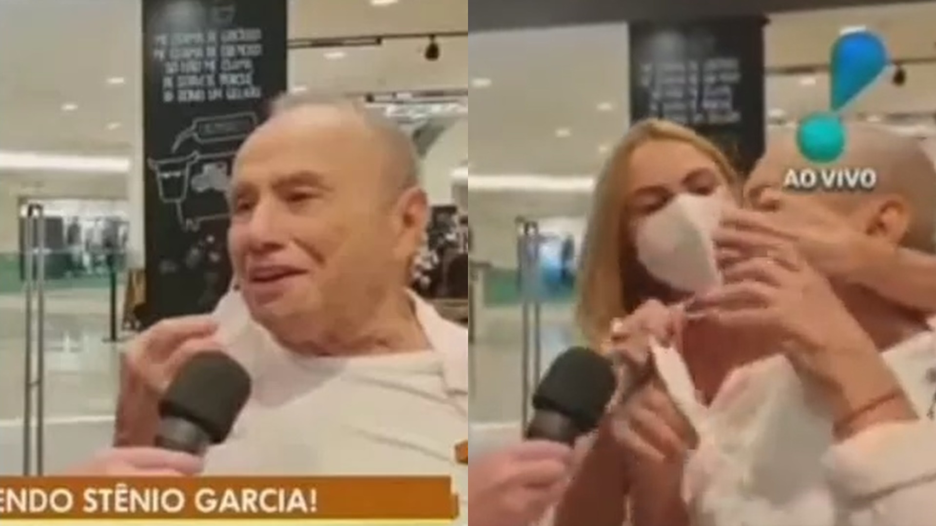 Stênio Garcia pede socorro em entrevista após ser puxado à força pela esposa
