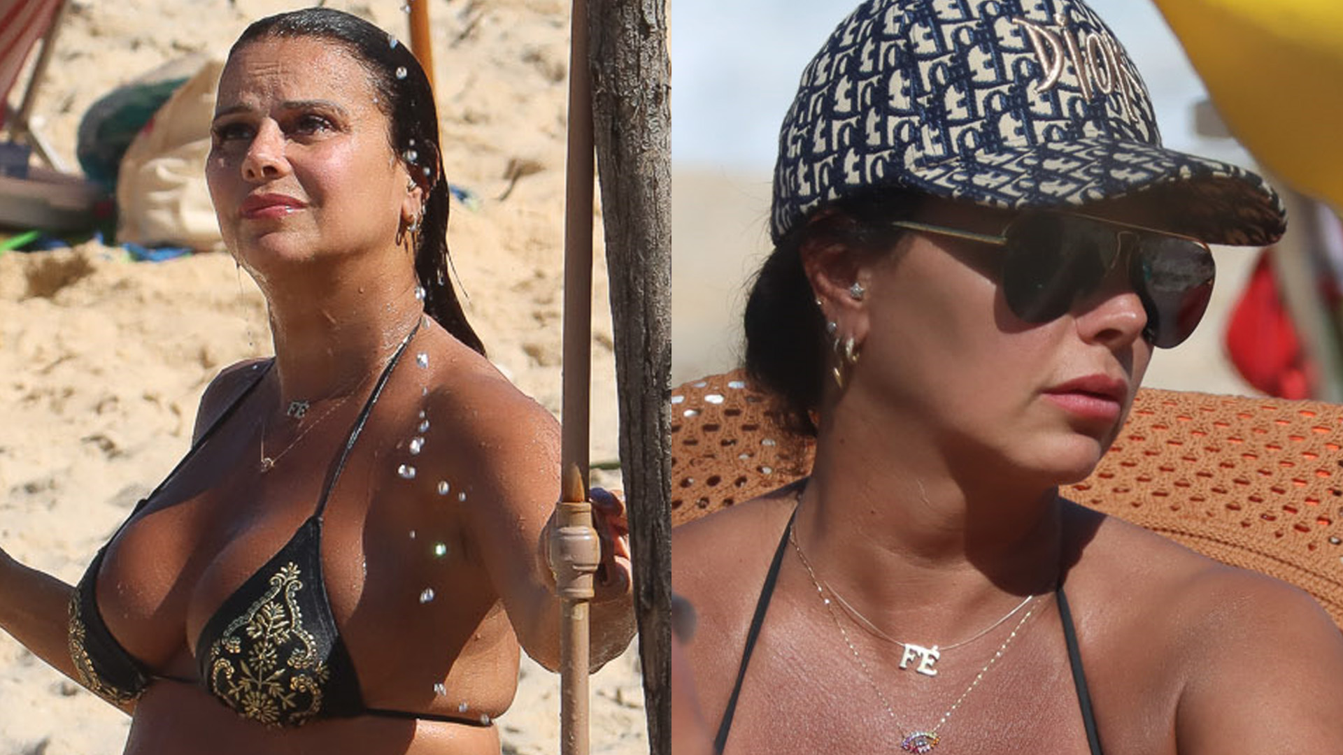 Viviane Araújo é flagrada com barrigão estourando de biquíni em dia de praia