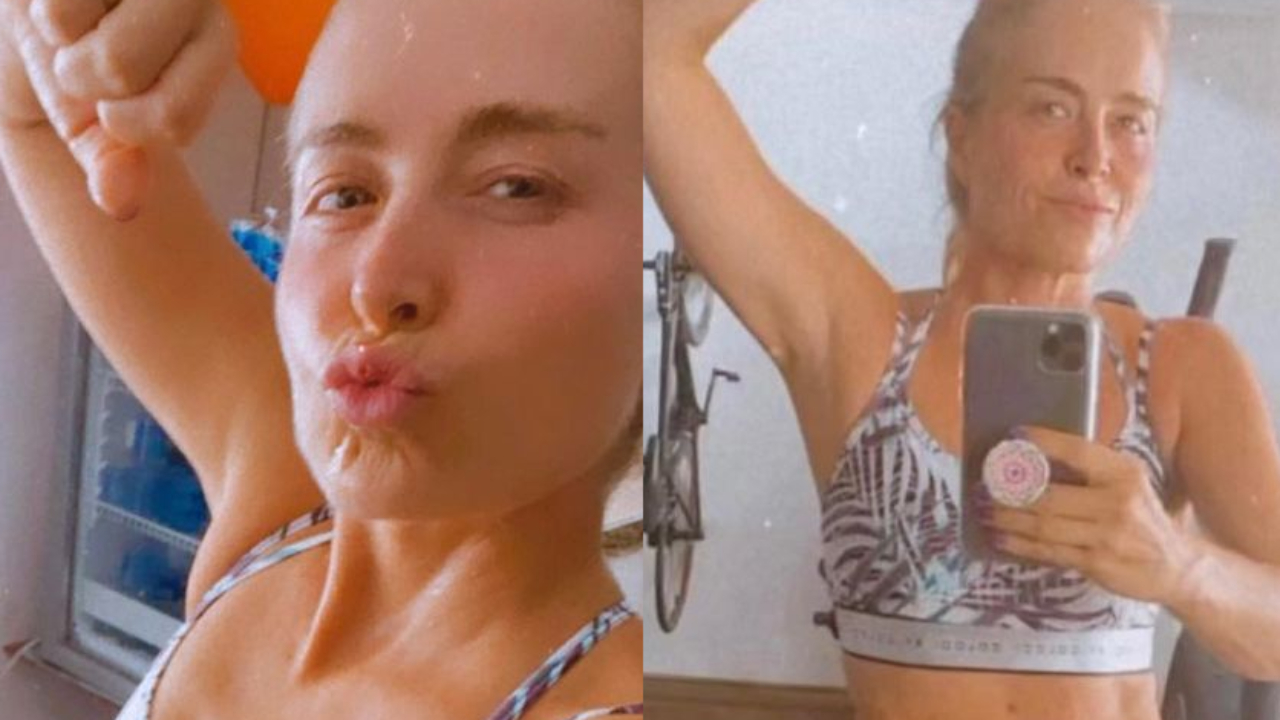 Pleníssima, Angélica ostenta abdômen invejável aos 47 anos após treino pesado: “Suor? Temos!”